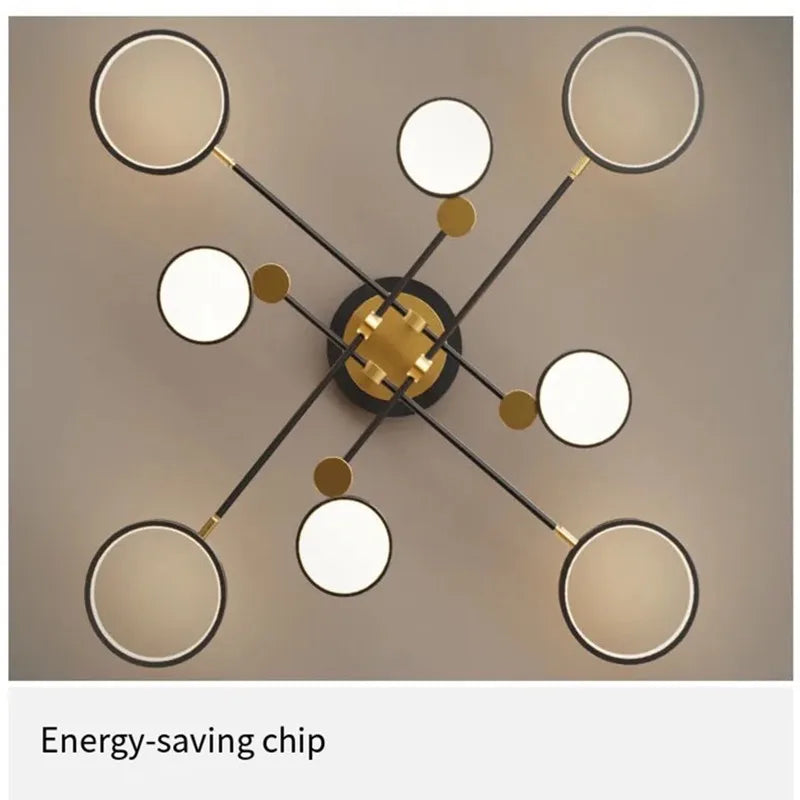 Afralia™ Gold Frame LED Ceiling Lamp - Remote Control Dimmable Chandelier