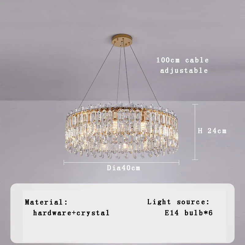 Afralia™ Luxury Crystal Oval Chandeliers: Long Hanging Ceiling Light Fixture
