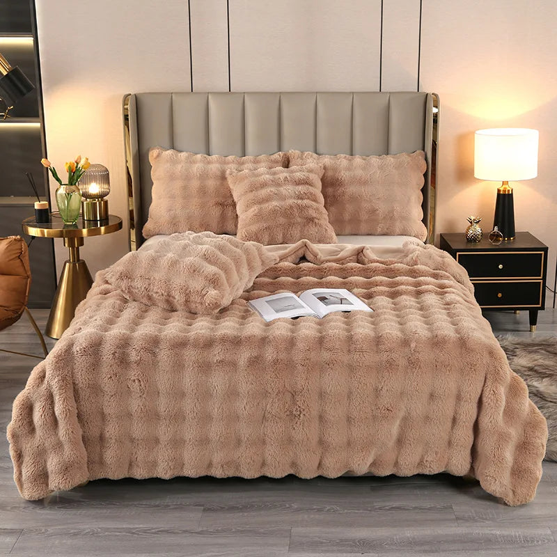 Afralia™ Bubble Rabbit Velvet Blanket: Soft Plush Sofa Cover for All Seasons