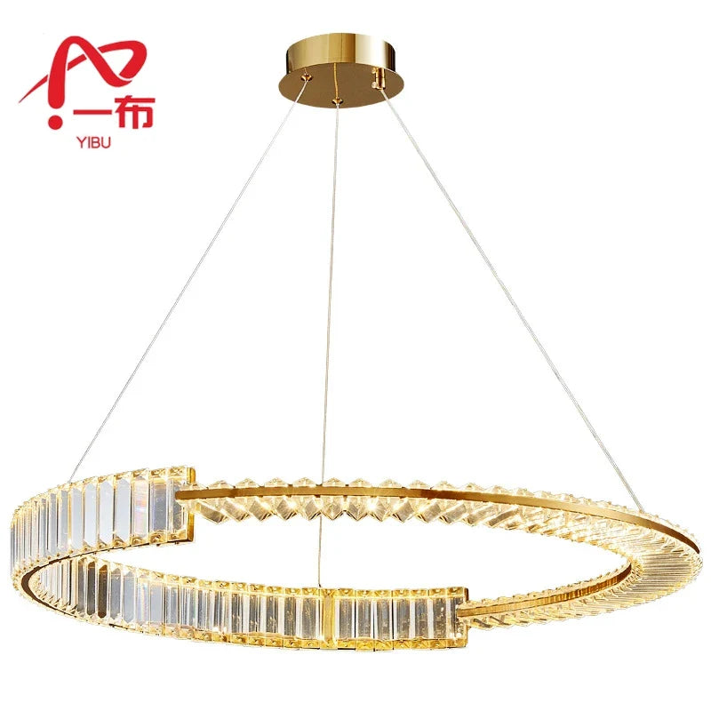 Afralia™ Round Iron Electroplating K9 Crystal LED Chandelier - Home Improvement