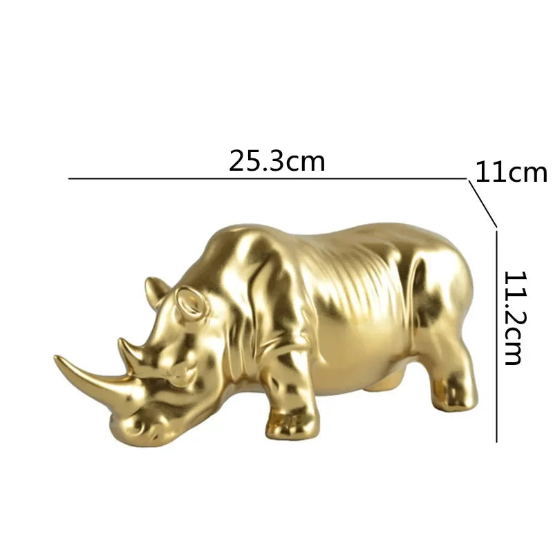 Afralia™ White Rhino Ceramic Animal Sculpture Home Decor Accent