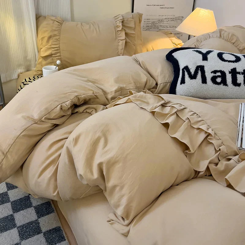 Afralia™ Lace Patchwork Duvet Cover Set, Soft Microfiber, Full Queen Size Bed Linen Pillowcase