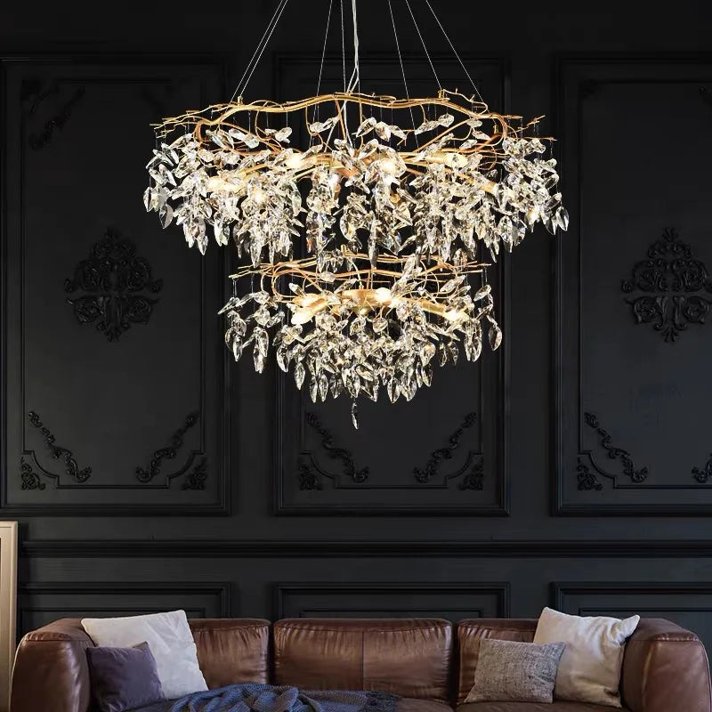 Luxury Crystal LED Chandelier by Afralia™ for Home Decor and Hotel Lighting