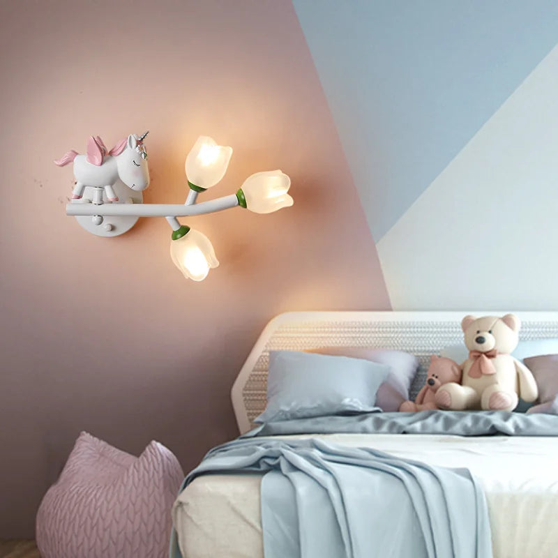 Afralia™ Flower LED Wall Lamp for Children's Bedroom Decor - G4 Night Light