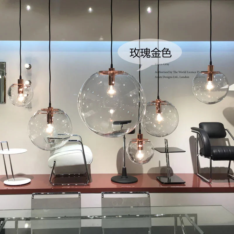 Afralia™ Nordic Glass Ball Pendant Lights - Modern Clear Glass Hanging Lamp