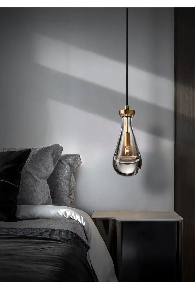 Afralia™ Glass Water Droplet Pendant Lights - Modern LED Chandeliers for Bedroom, Bathroom & Home