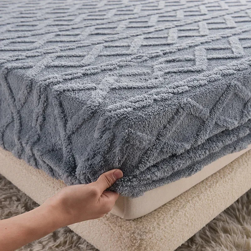 Afralia™ Cozy Tafu Fleece Queen Bed Sheet with Elastic Band