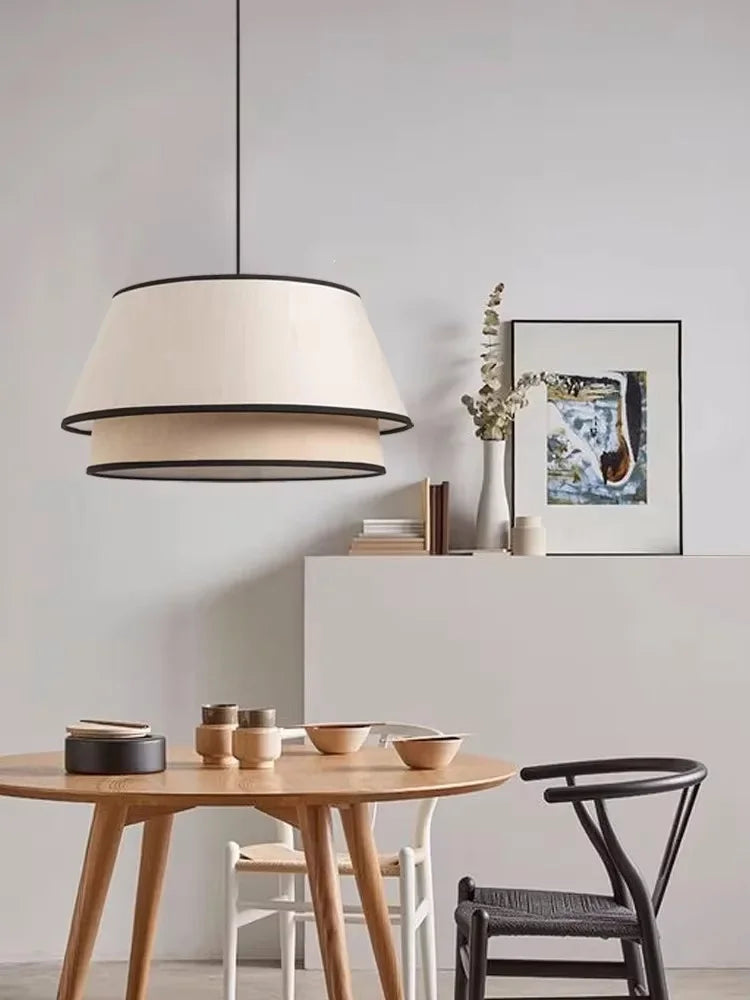 Afralia™ Tiered Drum Fabric Chandelier: Japanese Wabi Sabi Ceiling Light for Home Decor