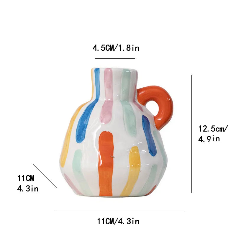 Afralia™ Cartoon Ceramic Vase Teapot Handmade Porcelain Flowerpot Decoration Accessories