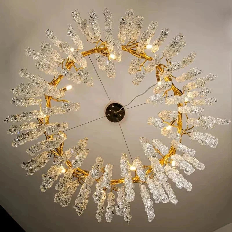 Afralia™ Modern Gold Tassel Crystal Branch Chandelier Pendant