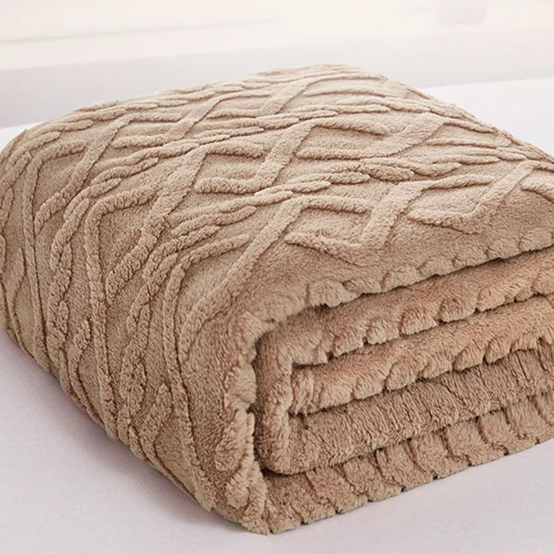 Afralia™ Cozy Jacquard Plush Blanket: Soft Winter Sofa Throw, Office Travel Nap Shawl
