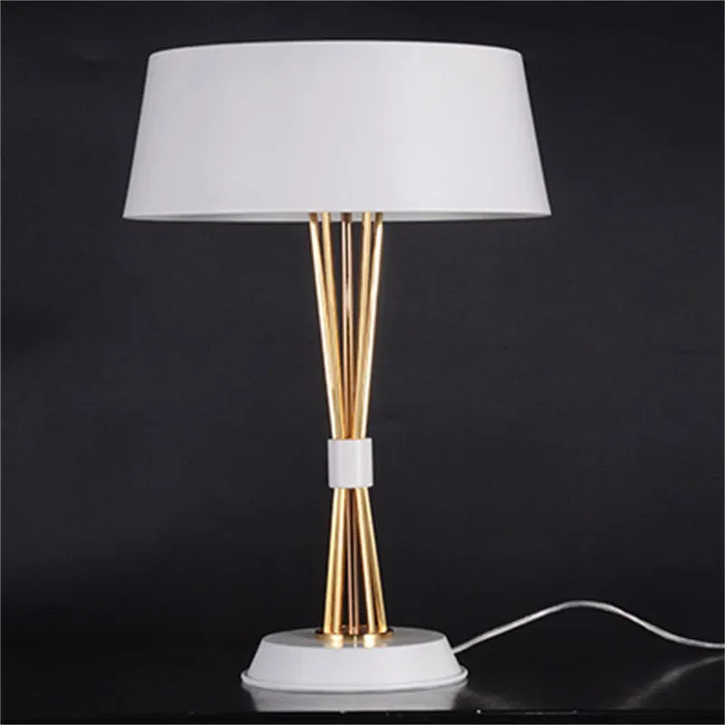 Afralia™ Gold Luxury LED Table Lamp with White Lampshade for Home and Hotel Decoration