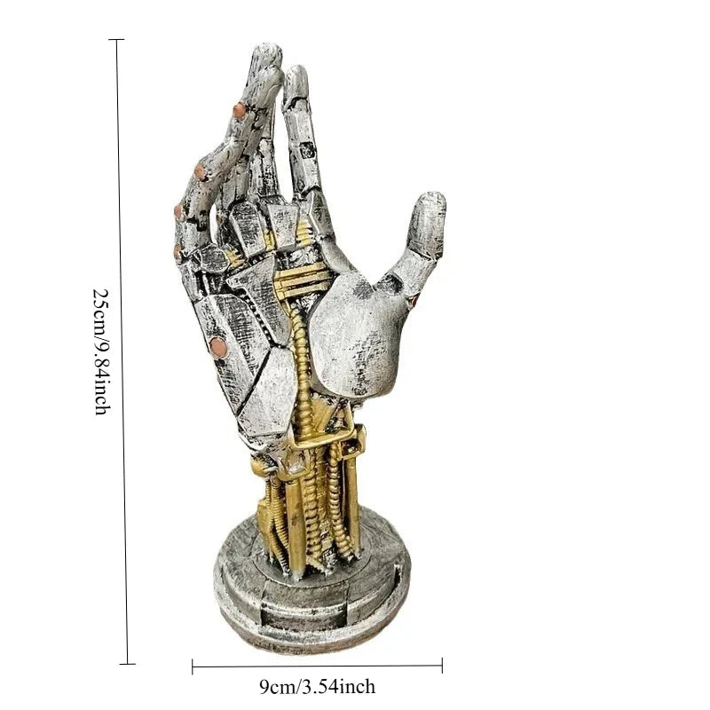 Afralia™ Cyberpunk Mechanical Arm Desktop Stand - Simulated Robot Hand Sculpture