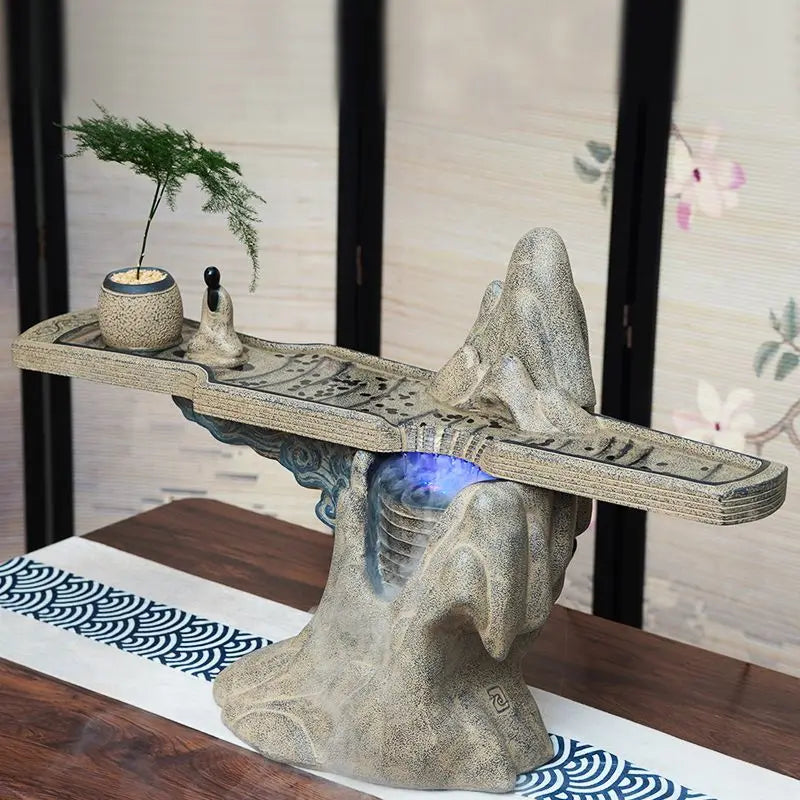 Afralia™ Zen Water Circulation Tea Room Chinese Study Desk Ornament