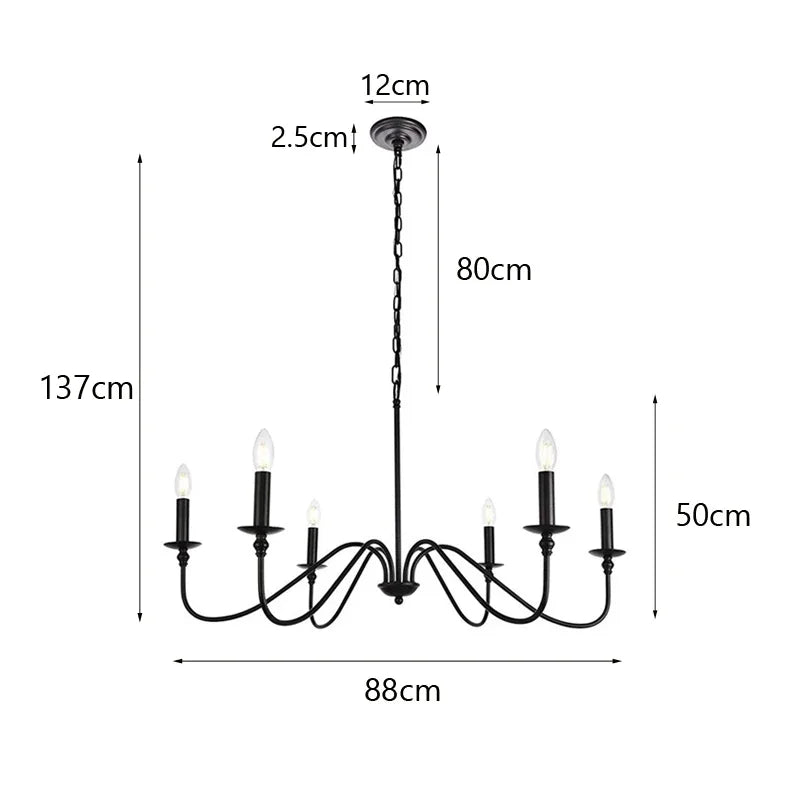 Afralia™ Modern Iron Chandelier Light for Living Room Dining Bedroom Candle Lighting