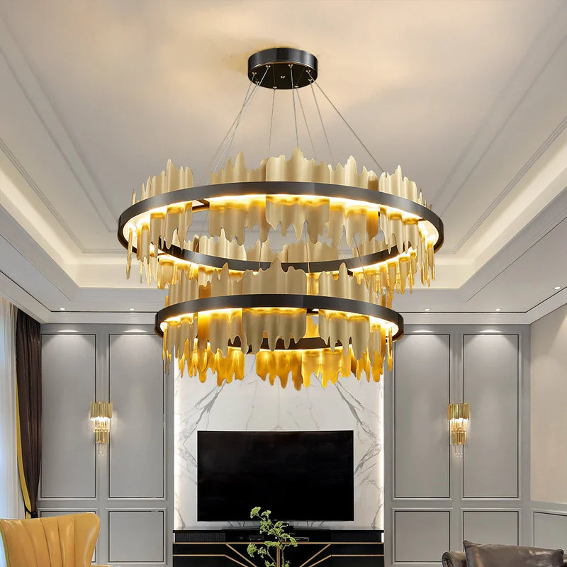 Afralia™ Modern Round LED Chandelier for Home Luxury Decor Lighting