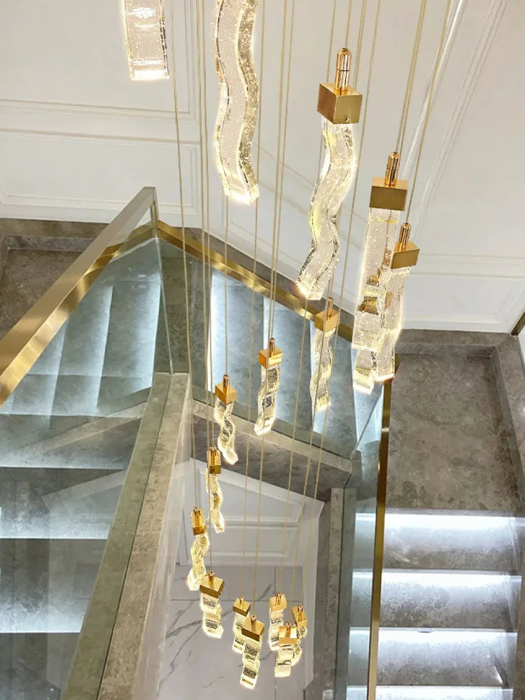 Afralia™ Modern LED Crystal Chandelier for High Ceilings