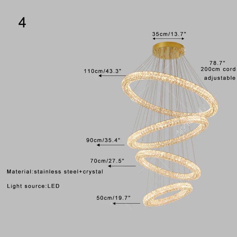 Afralia™ Crystal Pendant Light, Dimmable, Remote Control, High Ceiling Decoration