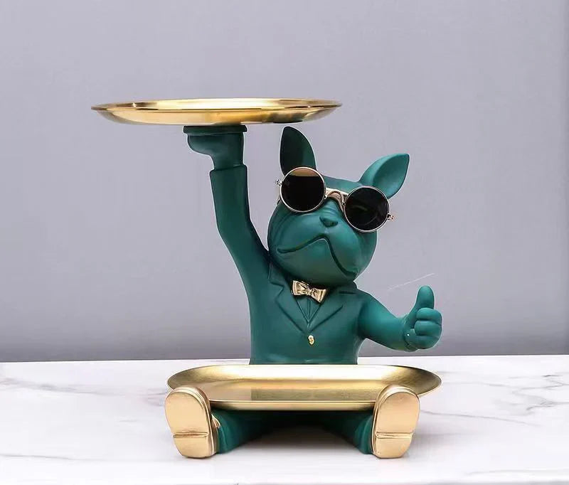 Afralia™ French Bulldog Tray Statue: Stylish Bulldog Storage Decor for Modern Home & Office.