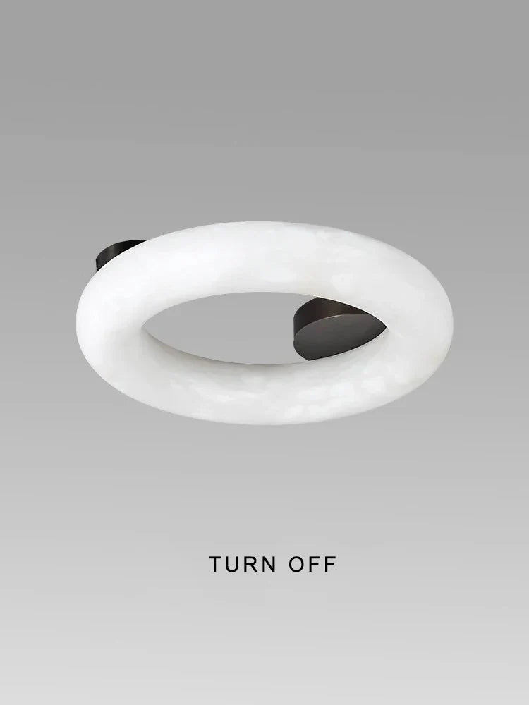 Afralia™ Round White Marble Ceiling Chandelier LED Dimmable Luxury Fixture