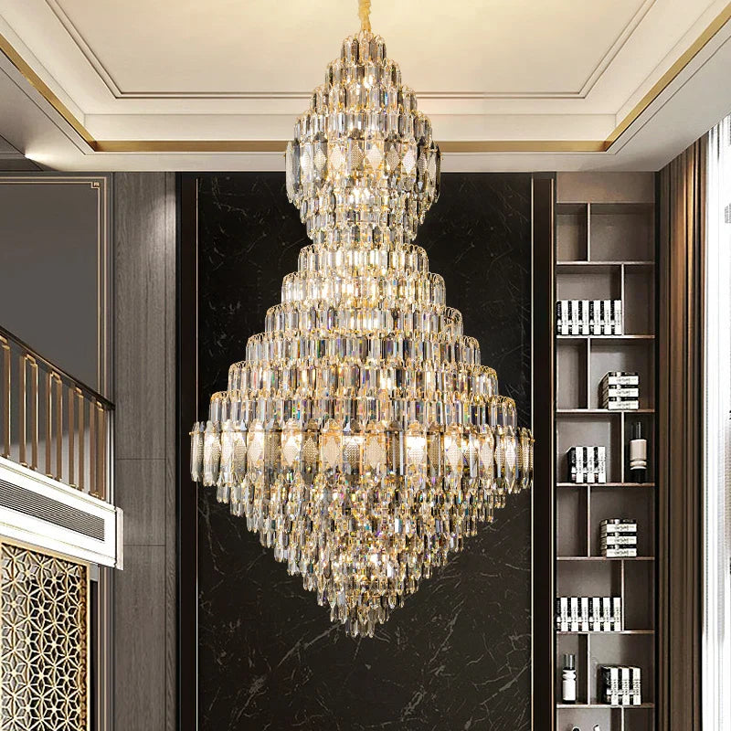 Afralia™ Luxury Crystal Chandelier: Modern European Mid-Floor Villa Hollow Jump Floor Lamp