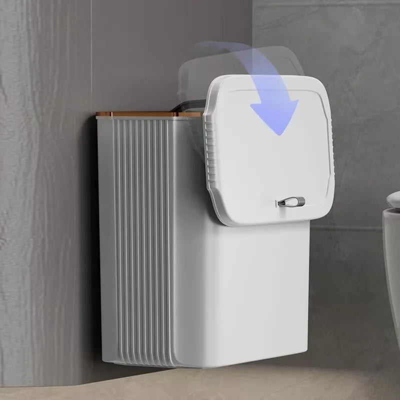 Afralia™ Kitchen Trash Can Wall Mounted Hanging Bin with Lid