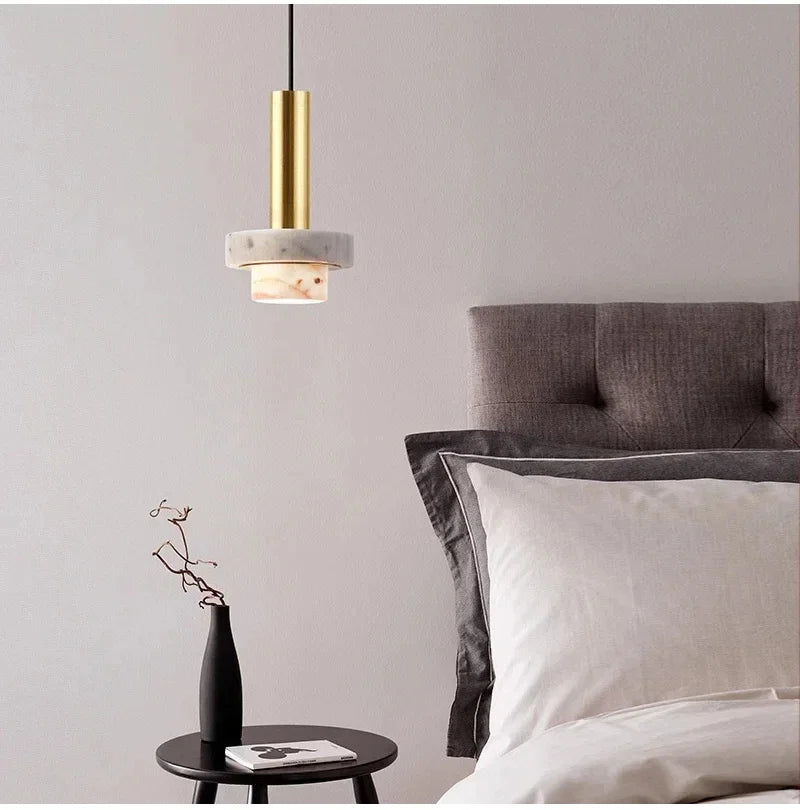 Afralia™ Terrazzo Marble Pendant Light Modern Industrial Chandelier for Living Room