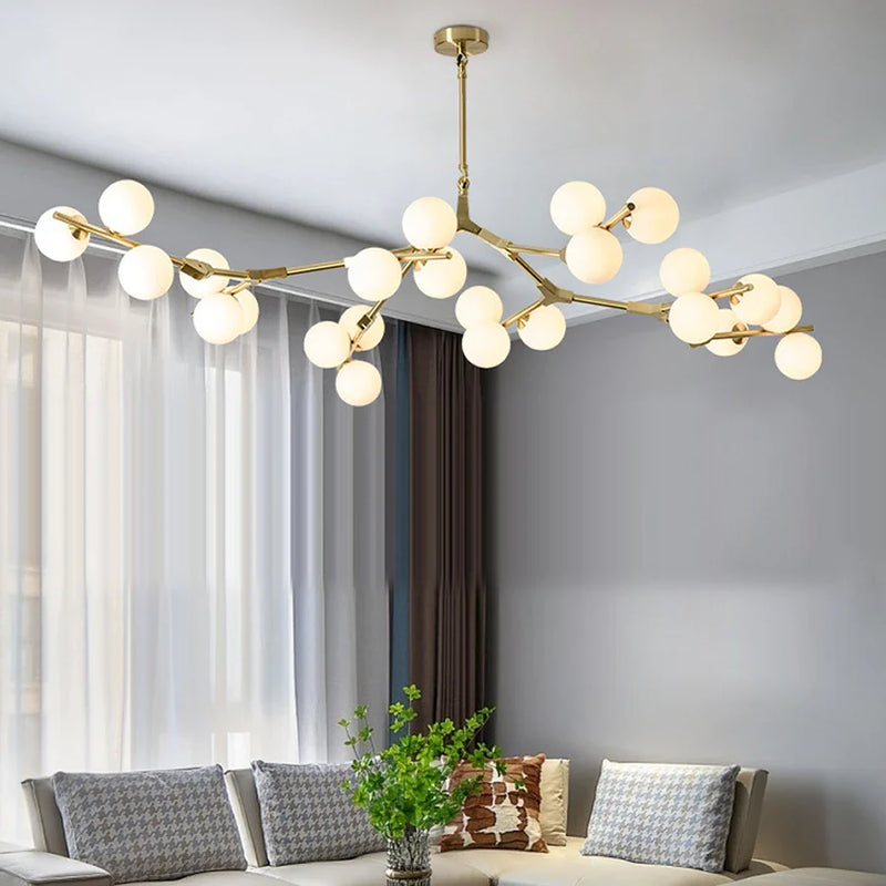 Afralia™ Glass Balls LED Chandelier: Molecular Living Decoration, Modern Branches Pendant Lighting Fixtures.