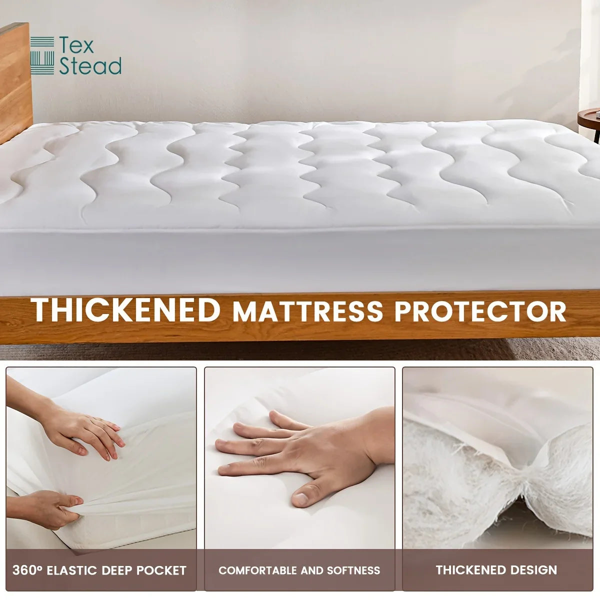 Afralia™ Quilted Fitted Mattress Cover | Soft & Breathable Bed Protector | Machine Washable