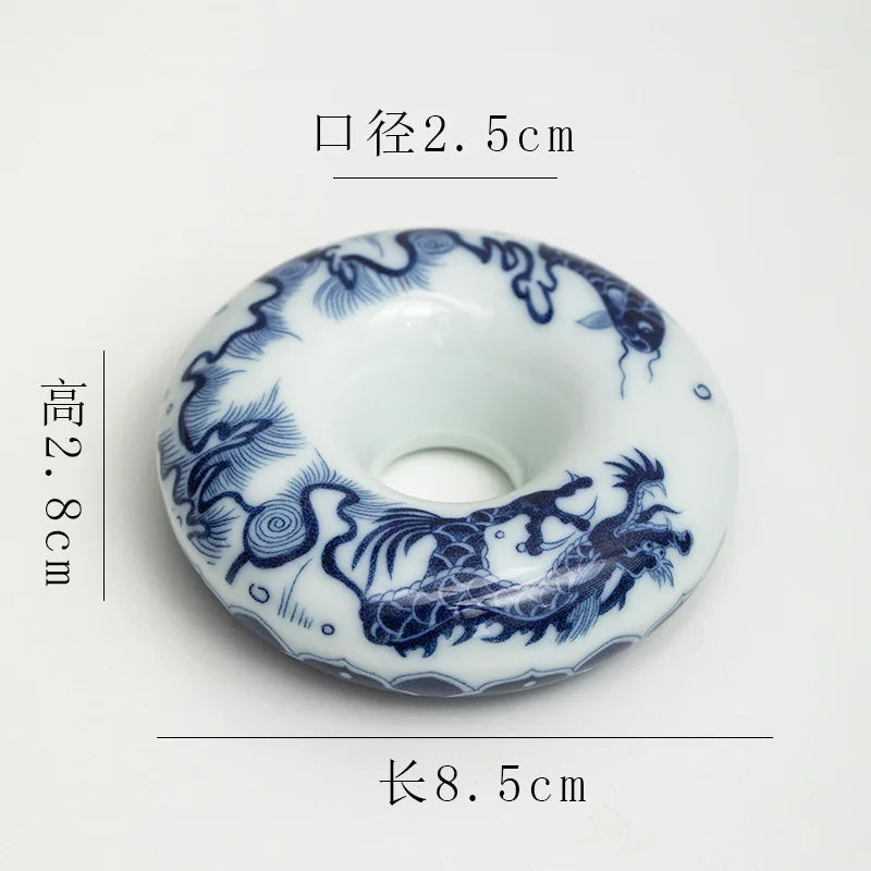 Afralia™ Blue White Porcelain Teacup Tray Set, Chinese Retro Home Decor Accessory