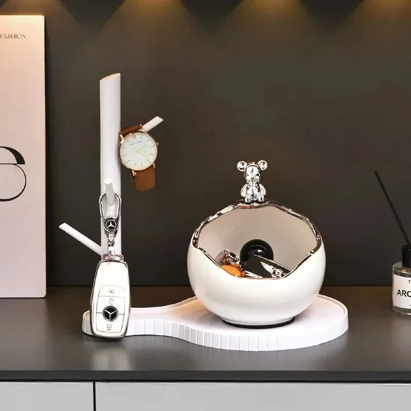 Afralia™ Ceramic Bear Tray: Modern Home Table Decor & Key Holder