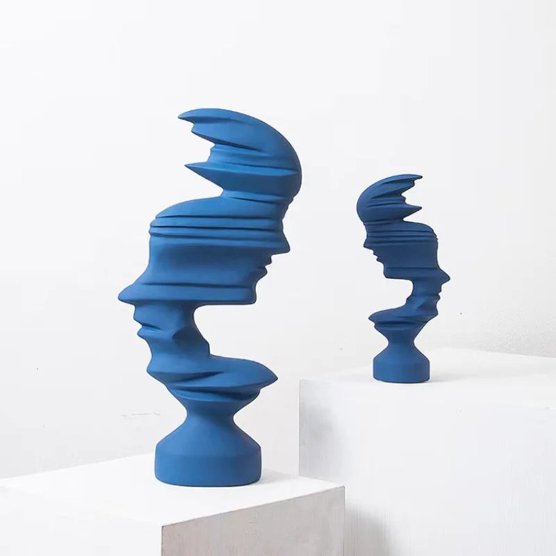 Afralia™ Abstract Human Face Sculpture for Nordic Style Home Decor & Office Handicraft Gift