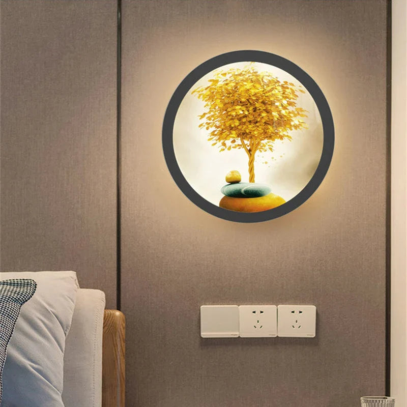 Afralia™ Industrial Acrylic Round Wall Lamp | Vintage Mural Sconces for Bedroom Decor