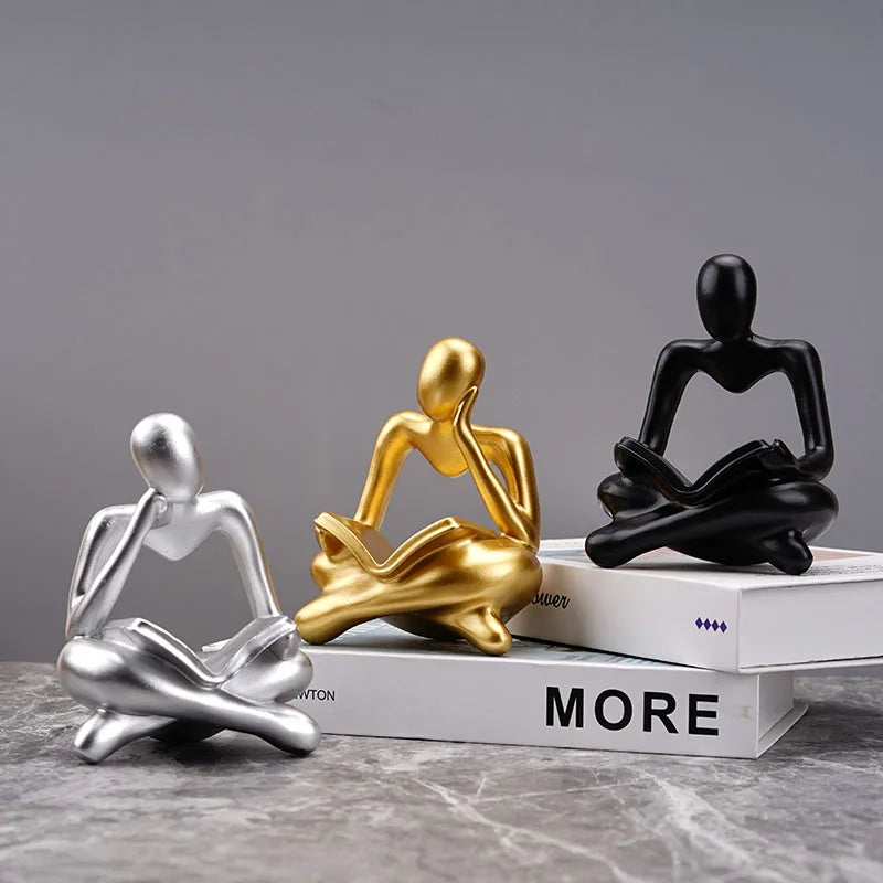 Afralia™ Abstract Thinker Resin Figurine for Home Office Decor