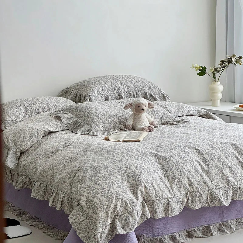 Afralia™ Korean Floral Lace Duvet Cover: Luxury Soft Quilt for Queen King, Breathable Home Decor