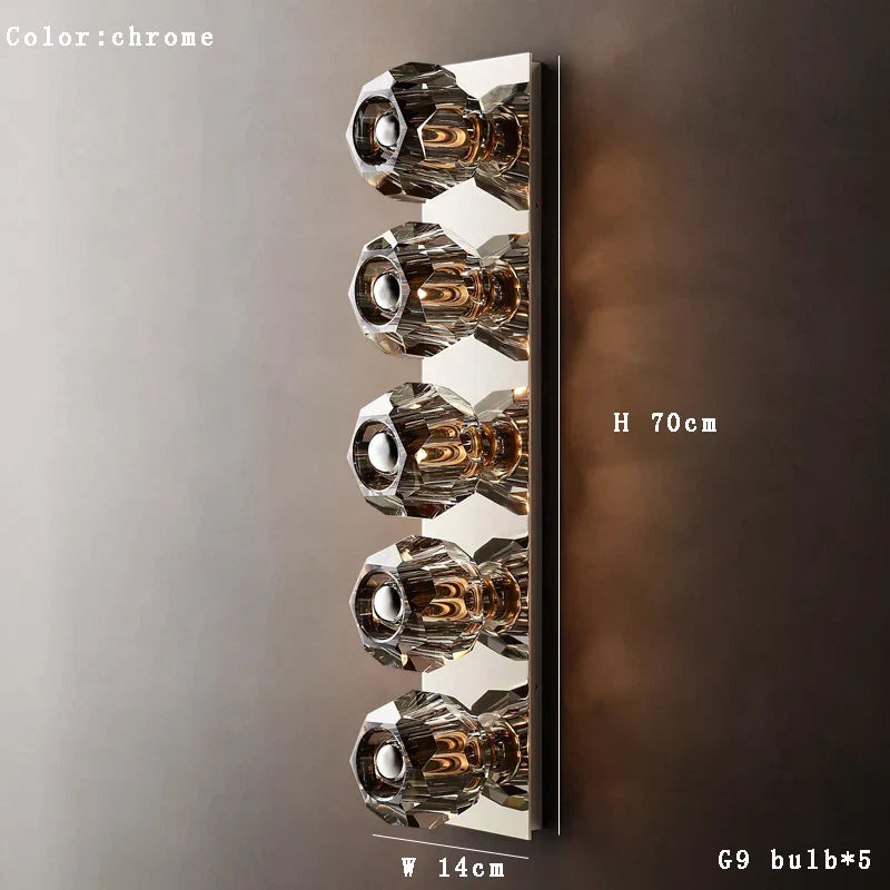Afralia™ Crystal Wall Lamp Bronze Chrome Sconce Lights for Vintage Living Room