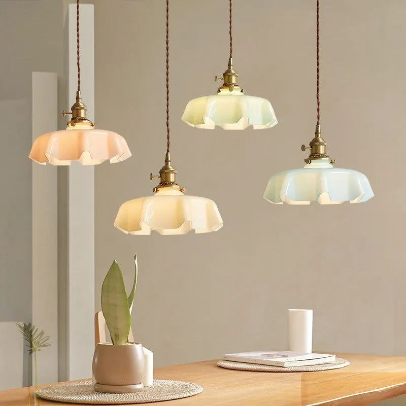 Nordic Glass Flower Pendant Light by Afralia™ - Modern Macaron Ceiling Lamp