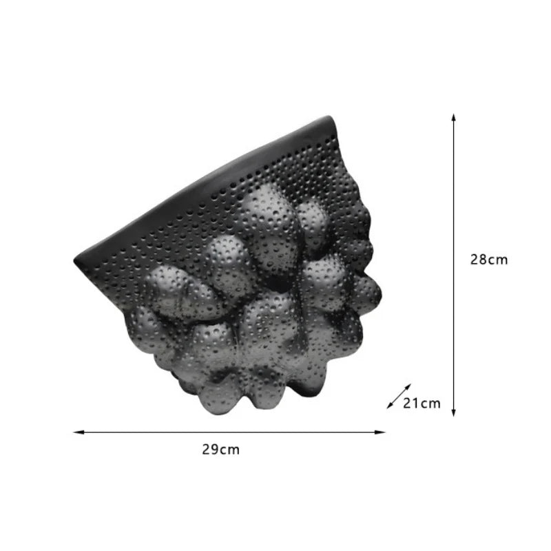 Afralia™ Black Ceramic Pleated Vase for Stylish Flower Arrangements