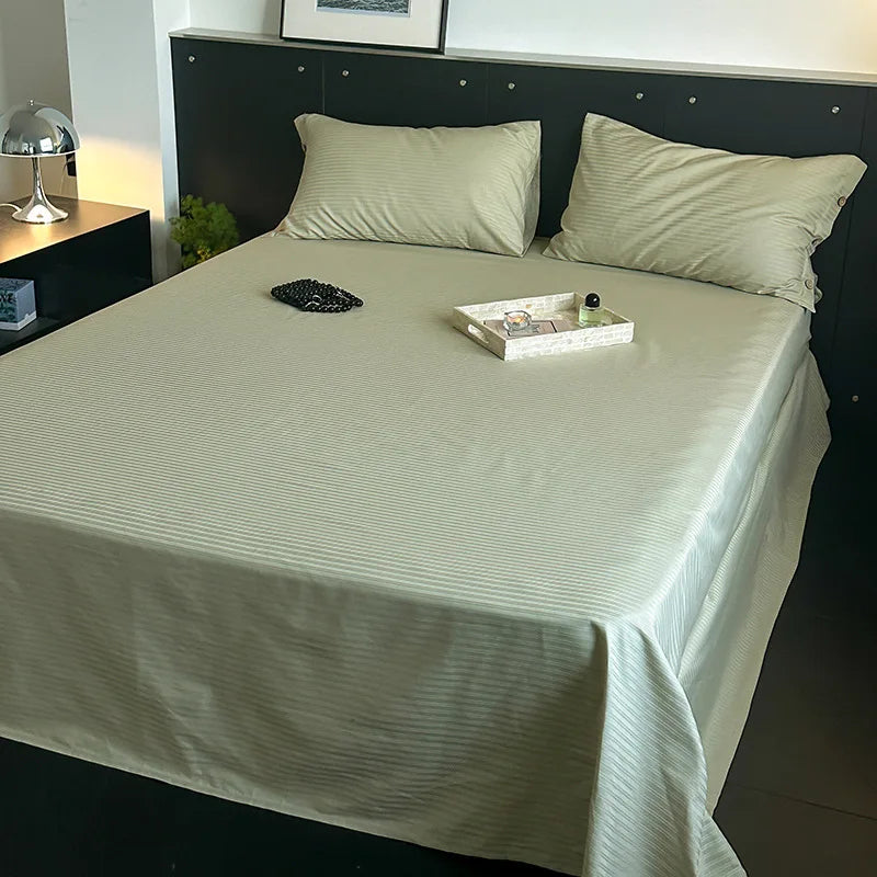 Afralia™ Soft Jacquard Satin Cotton Bed Sheet Single Bedsheet Smooth Cozy Cover