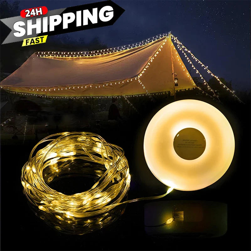 Afralia™ LED Camping Light Strip 8M Length Waterproof Outdoor Garden Decor Lamp