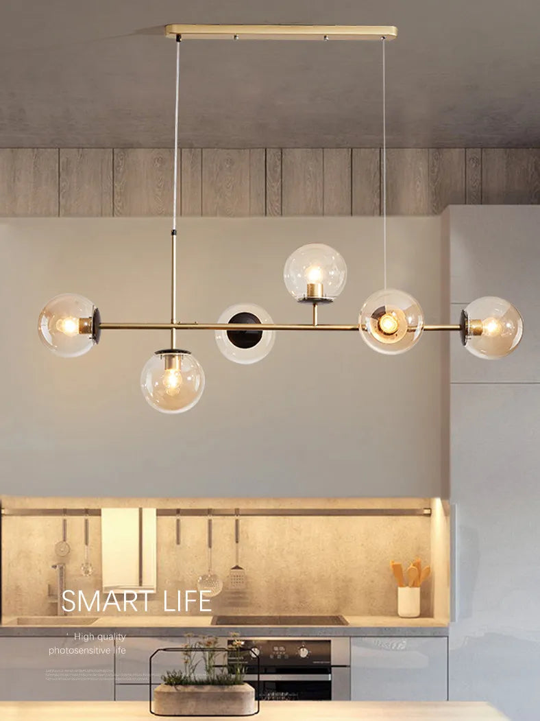 Afralia™ Glass Ball Ceiling Chandelier for Kitchen Dining Living Room