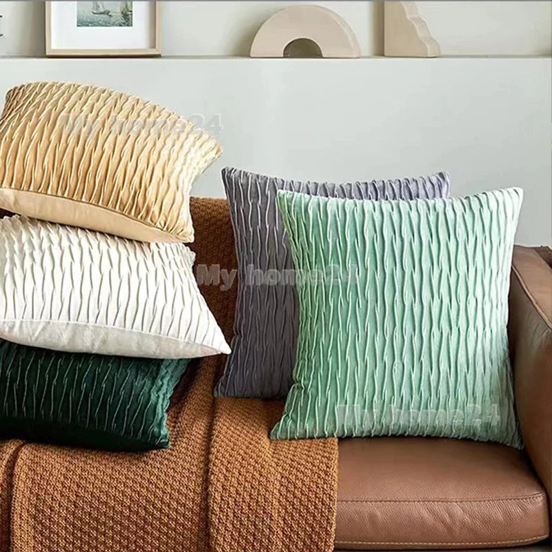 Afralia™ Luxury Soft Solid Color Cushion Cover Set for Home Sofa Decor