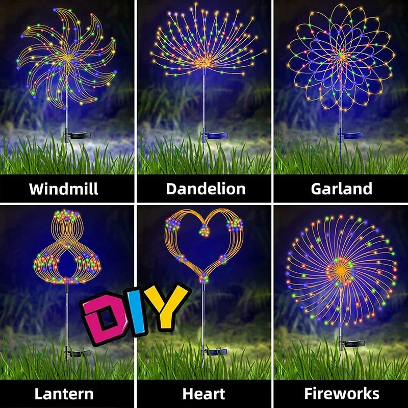 Afralia™ Solar Firework Fairy Lights for Outdoor Garden Decoration, Pathway, Patio, Party