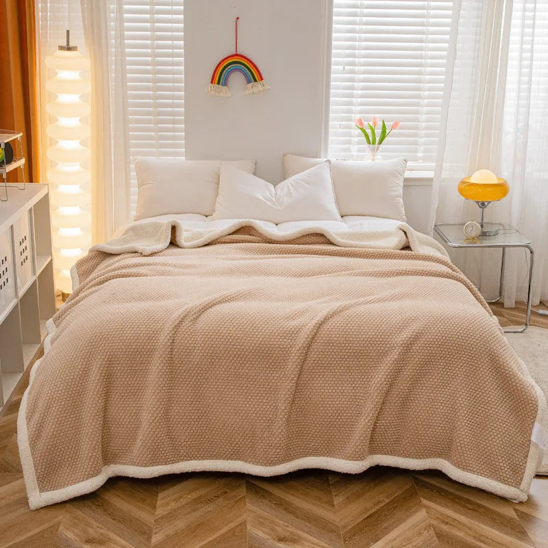 Afralia™ Rose Fleece Warm Blanket for Autumn Winter Beds - Thicken Imitation Lamb's Wool Blanket