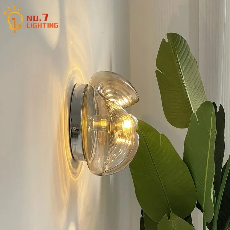 Afralia™ Bauhaus Wavy Glass Wall Lamp LED G9 Home Decor Living Room Bedroom Bar