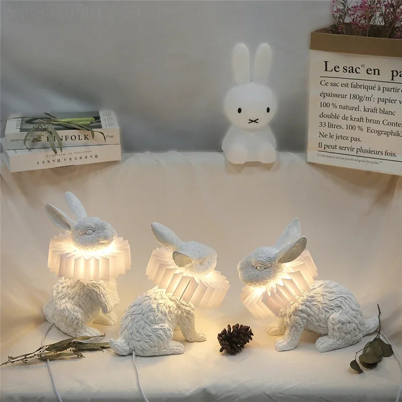 Afralia™ Rabbit LED Table Lamp: Modern Bedroom Bedside Light, Living Room Decor