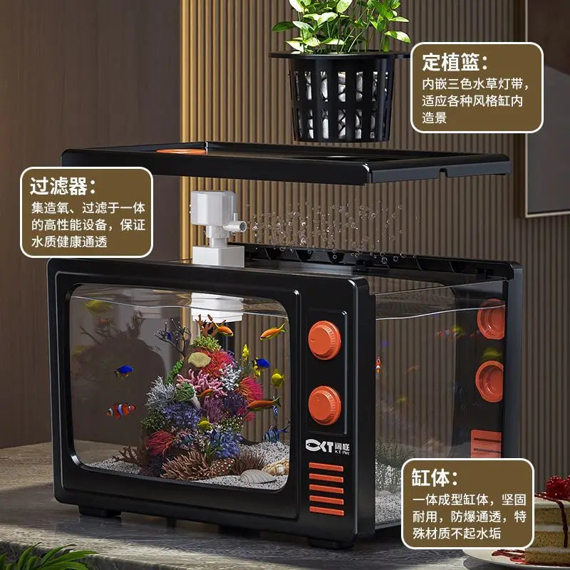 Afralia™ Desktop Fish Tank: Filtered Oxygen Generator for Living Room Goldfish Aquarium