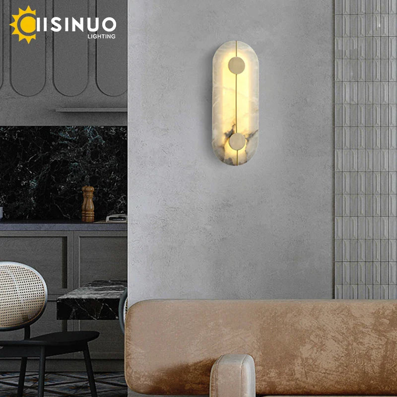 Afralia™ Marble Wall Light: Modern Copper Gold LED Sconce for Bedroom Hotel Corridors