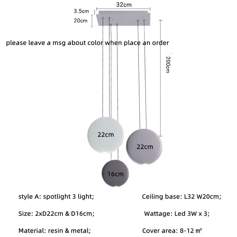 Afralia™ Nordic Bar Modern LED Pendant Light Resin Lustre Dining Room Hanging Lamp