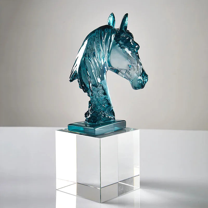Afralia™ Horse Head Crystal Statue - Decorative Room Sculpture
